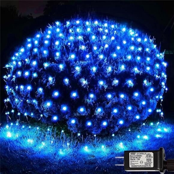300LED Blue Net Lights,14.8ftx5ft 8 Modes Connectable Christmas Mesh Lights - Picture 8 of 8